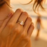 Johana | 925 Silberring mit Mondstein und Goldakzenten