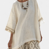 Souprava Boho Chic Daisy: Dlouhá blůza a potištěné kalhoty pro jedinečný styl