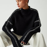 Alma | Oversize-Dolcevita svetr s Piqué detaily