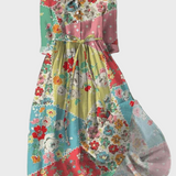 Patchwork stylové šaty s barevným květinovým vzorem