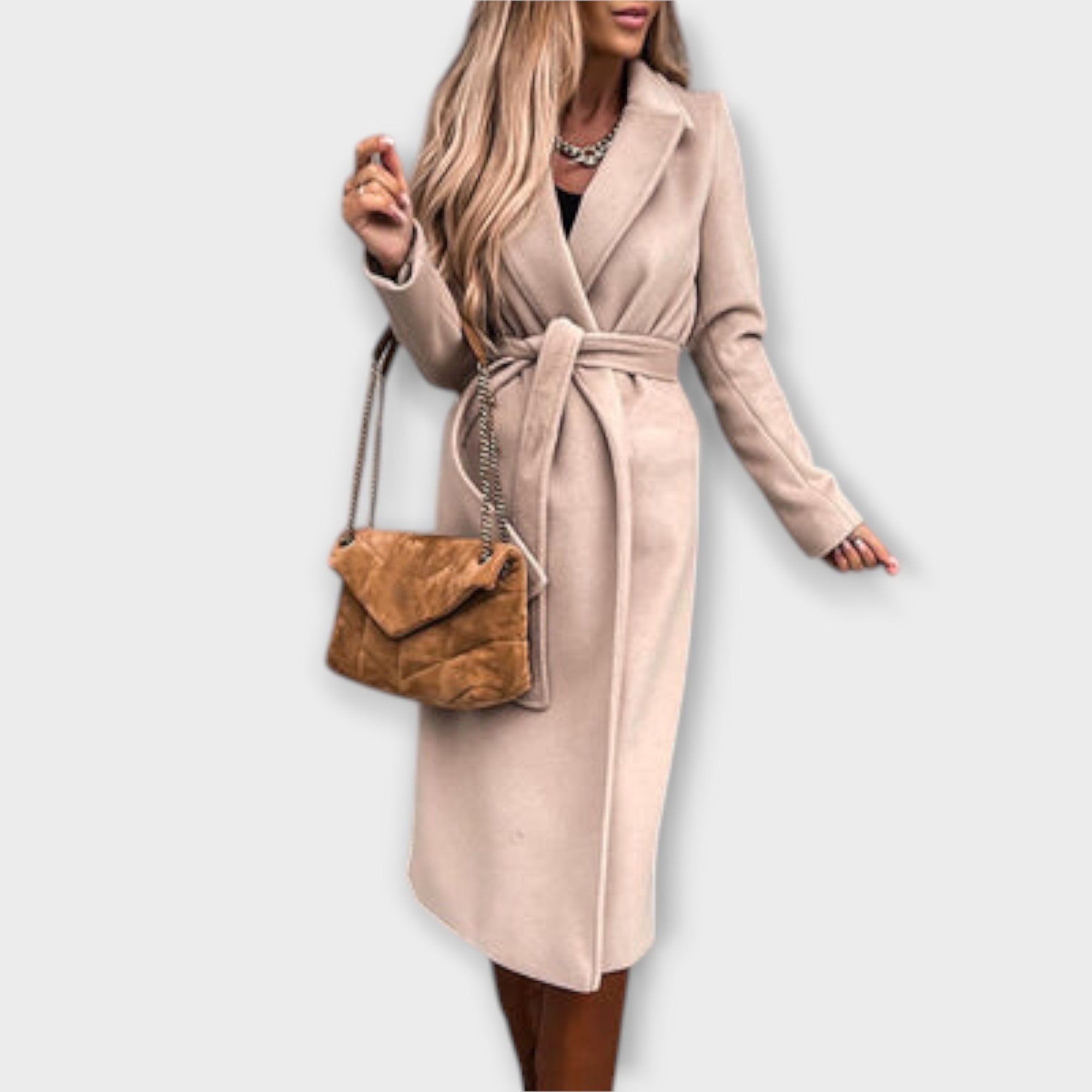 Eliza - Stylový dlouhý kabát s opaskem