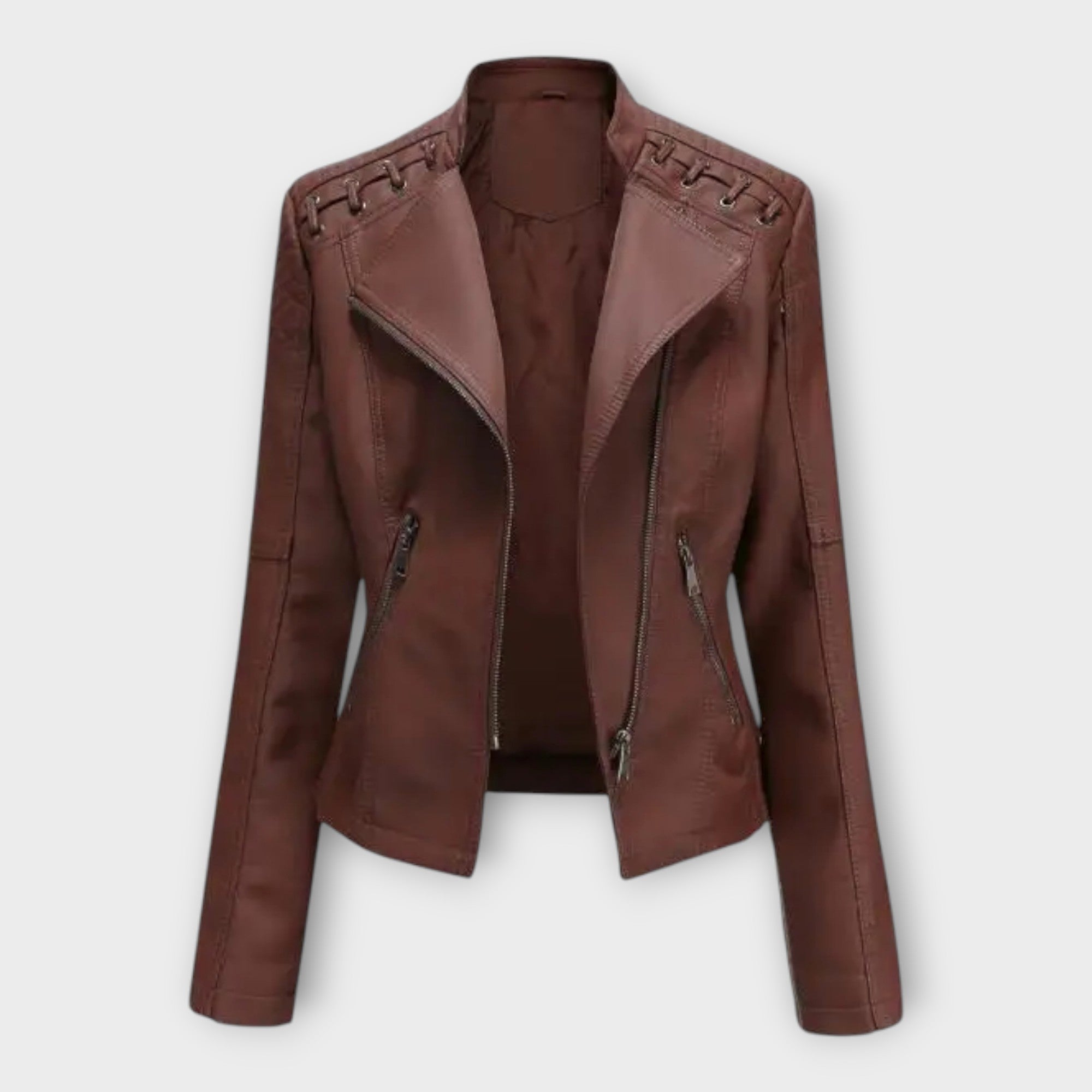 Moderní kožená bunda s elegantním střihem a nadčasovou elegancí