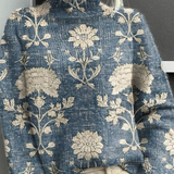 Damski Vintage Uroczy Kwiatowy Wzór Sweter z Golfem