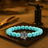 Náhrdelník z přírodního kamene s přívěskem tlapky – elastický korálkový náramek pro muže a ženy