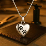Pamětní náhrdelník se srdcem tlapky – Přívěsek na urnu z nerezové oceli